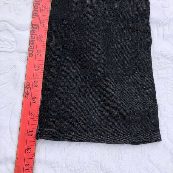 Denim Lab Black Leather Embroidery Skinny Ultra Low Rise Jeans - Picture 5 of 12